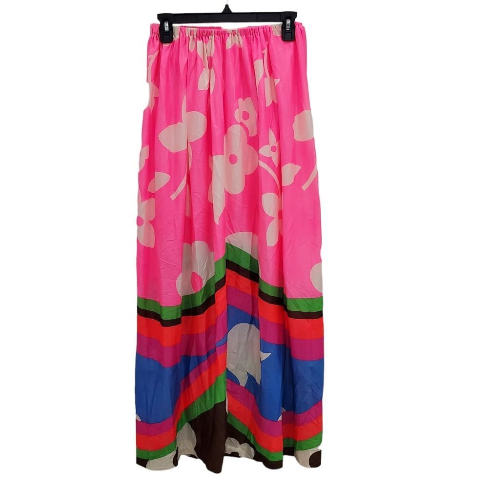 Kamehameha Women's Vintage 1960s 1970s Bright Retro Aloha Trippy Maxi Skirt Sz S - Picture 7 of 8